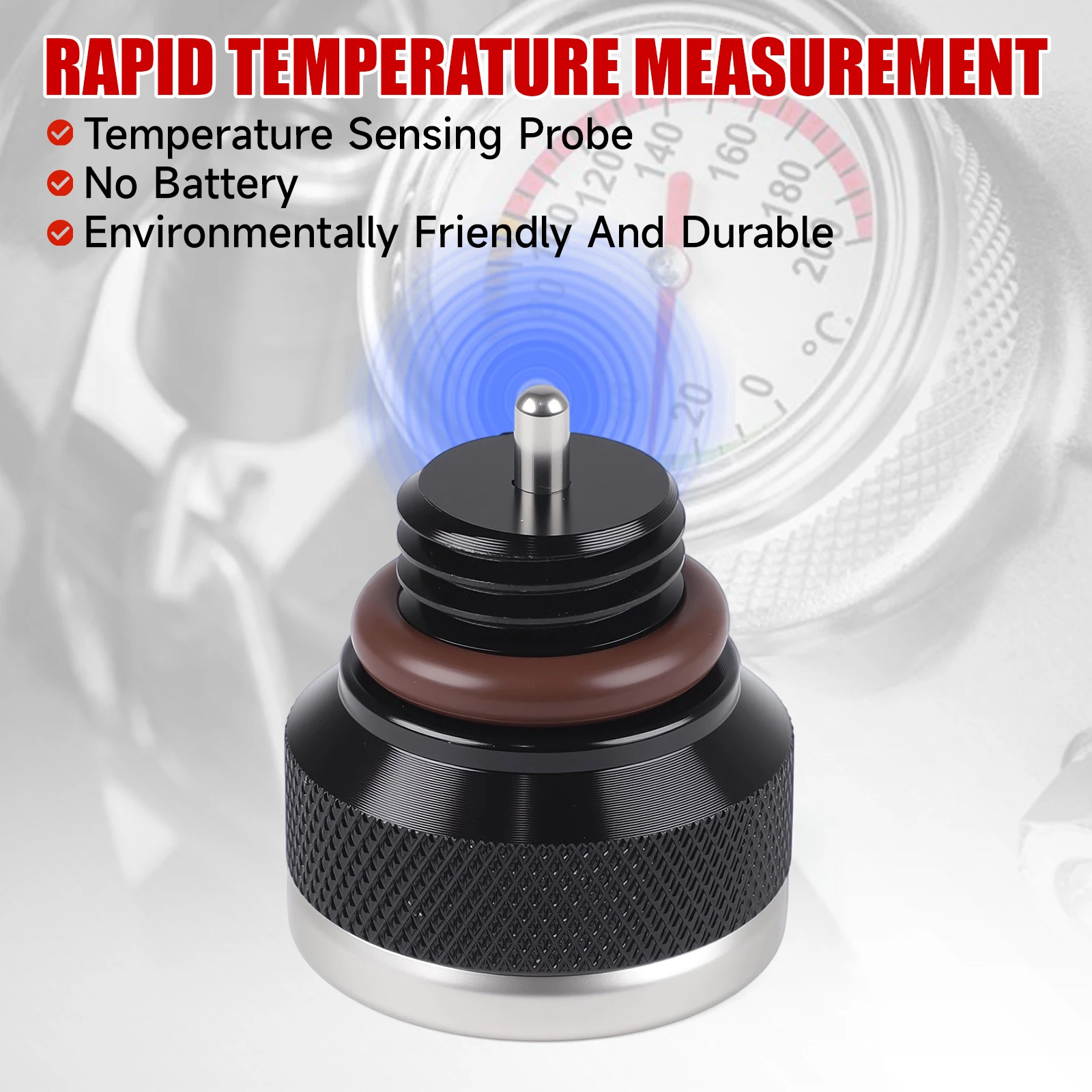 CNSPEED M20x2.5 Motorcycle Fuel Tank Cap Cover 0-200 Celsius Oil Temperature Gauge Pointers Thermometer Dial Meter Black Silver view 4