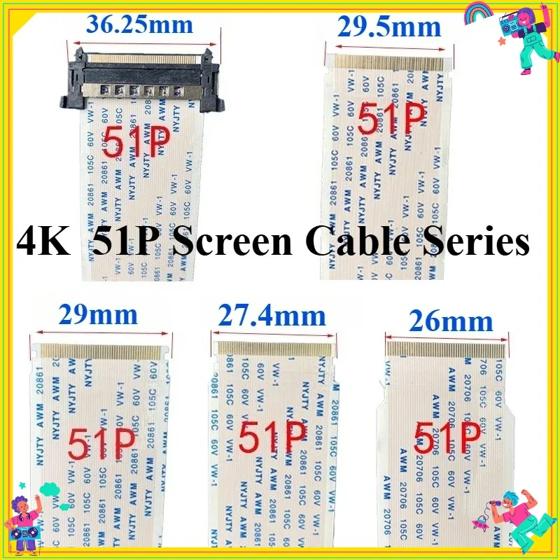 1Pcs/lot 4K-51Pin 41Pin HDTV LVDS TV Ribbon Cable AWM 20861 20706 105C 60V VW-1 TCL Konka Hisense Skyworth Changhong Haier Sea
