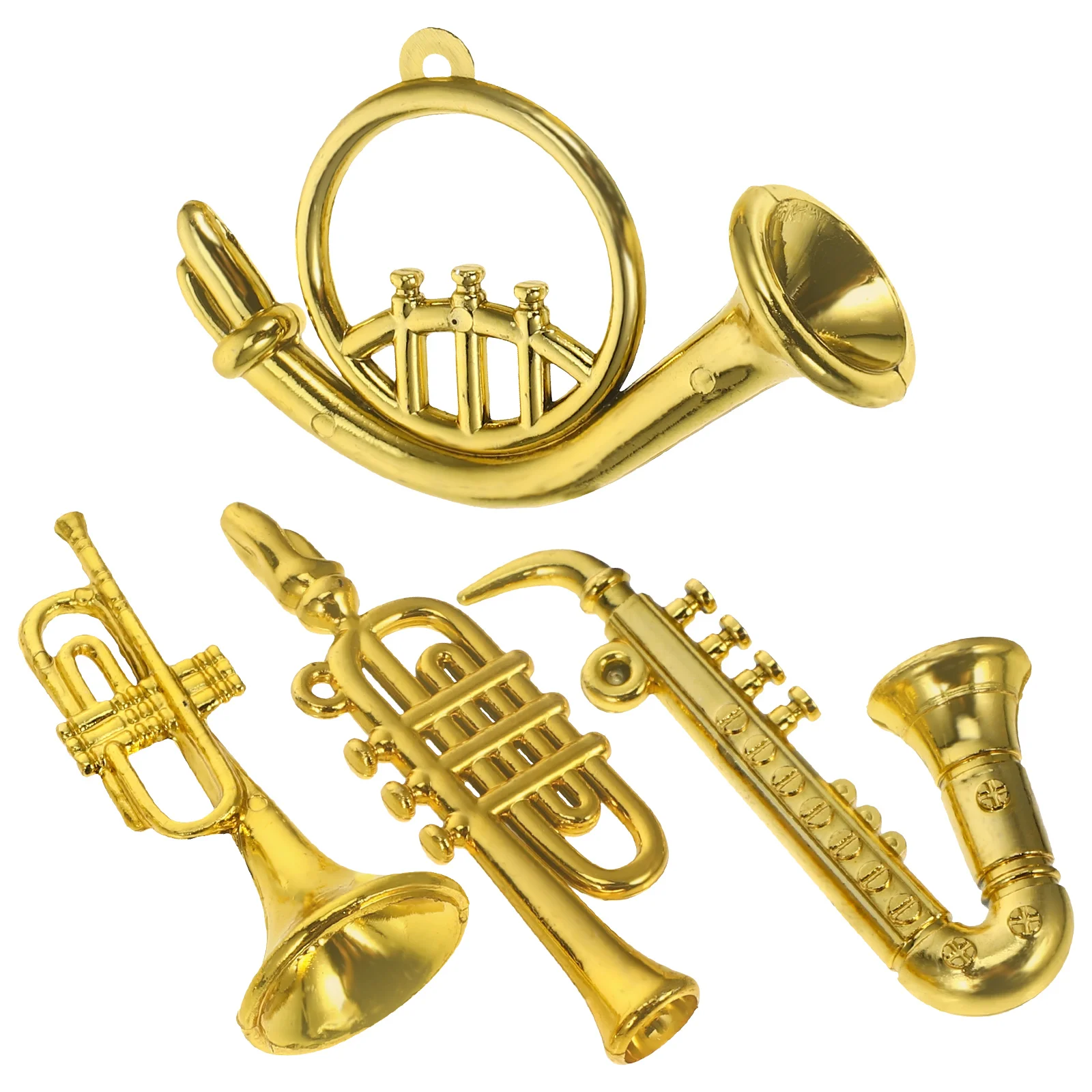 

4 Pcs Mini Musical Instrument Model Dollhouse Ornament Accessories Miniature Plastic Saxophone