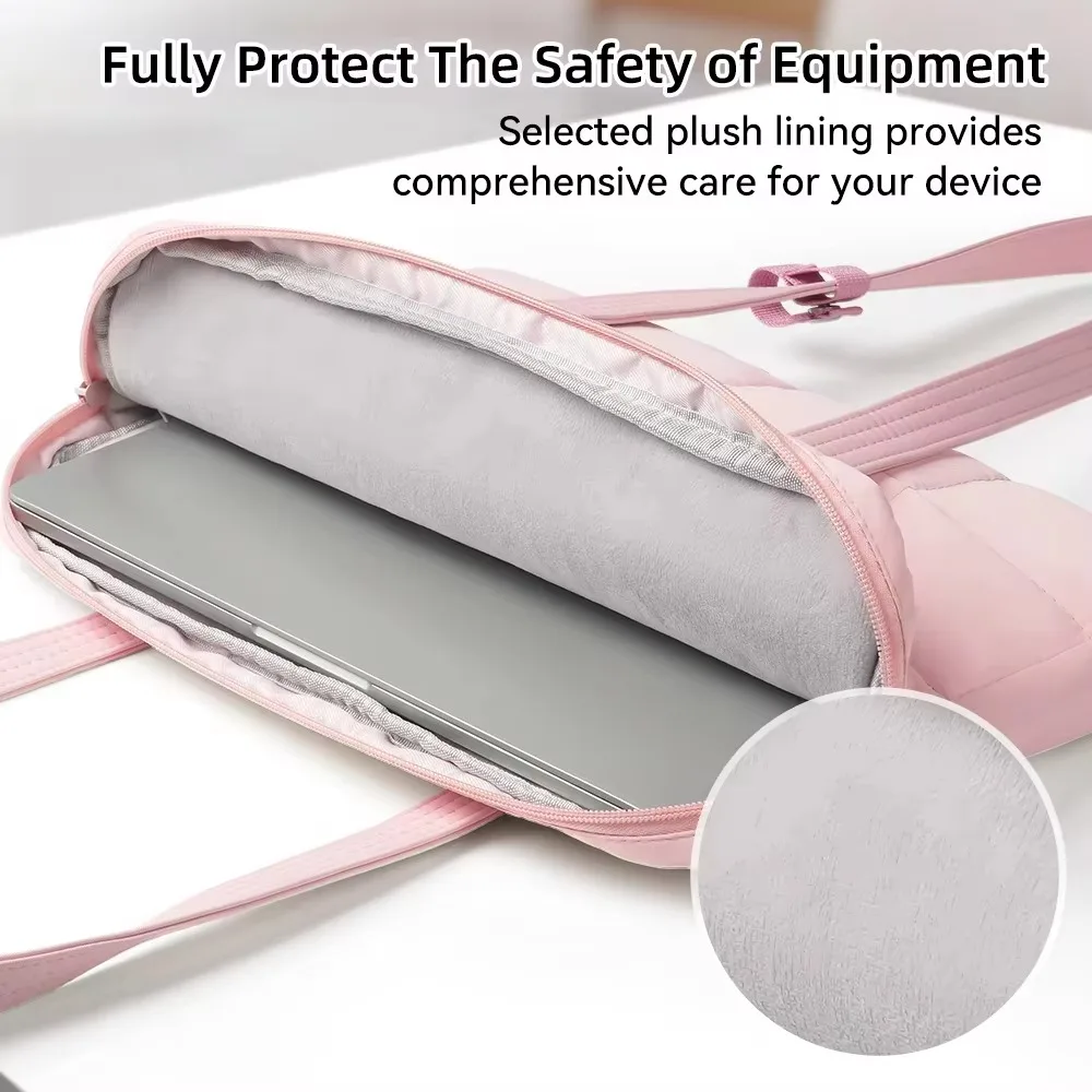 15.6 inch Lightweight Travel Laptop Bag With Luggage Strap Notebook Sleeve Protective Case Covers Portable Computer Handbag