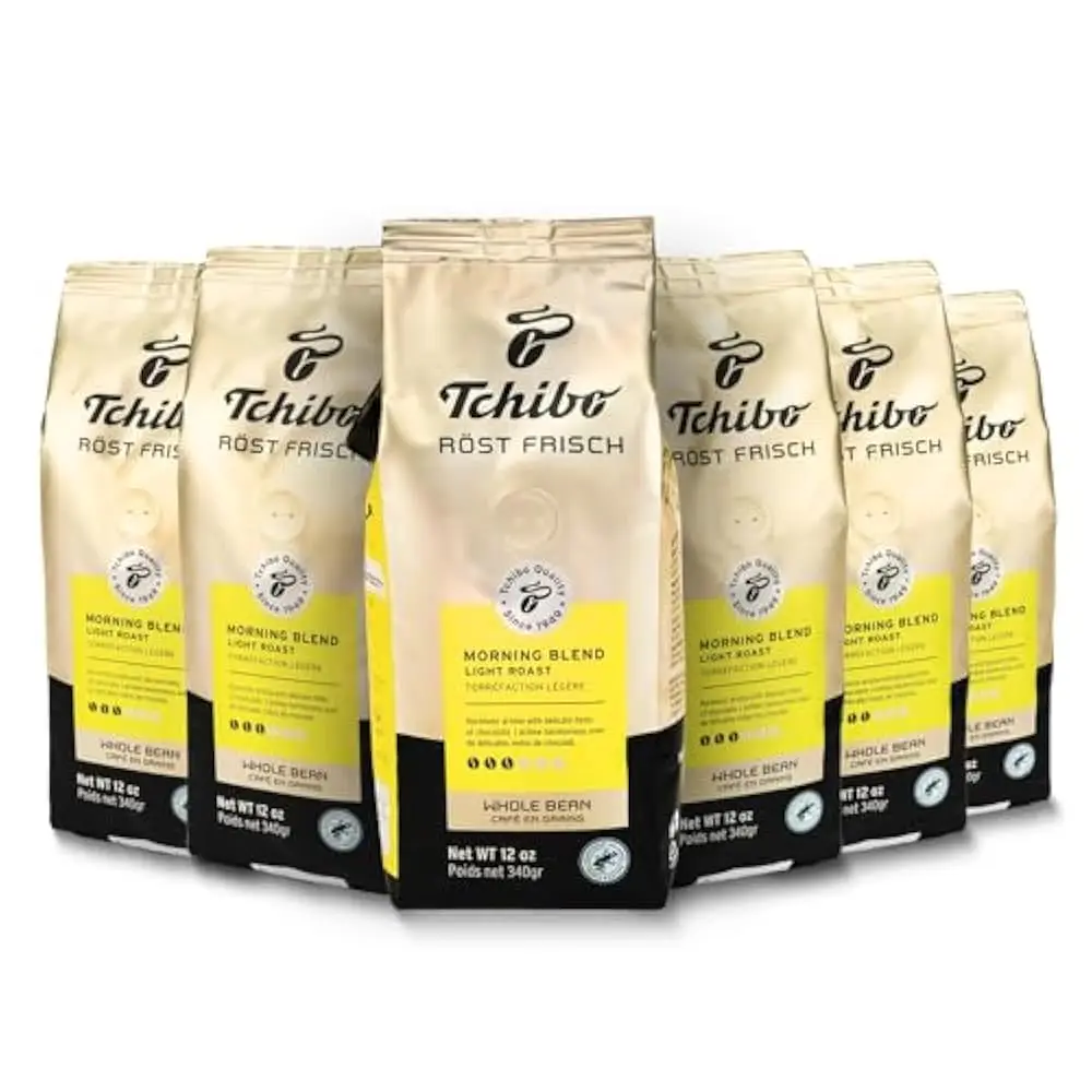 Café en grano entero - Rhama Frisch Morning Blend - Frijoles Arábica ligeramente tostados con delicados tallos de chocolate negro - Intensidad
