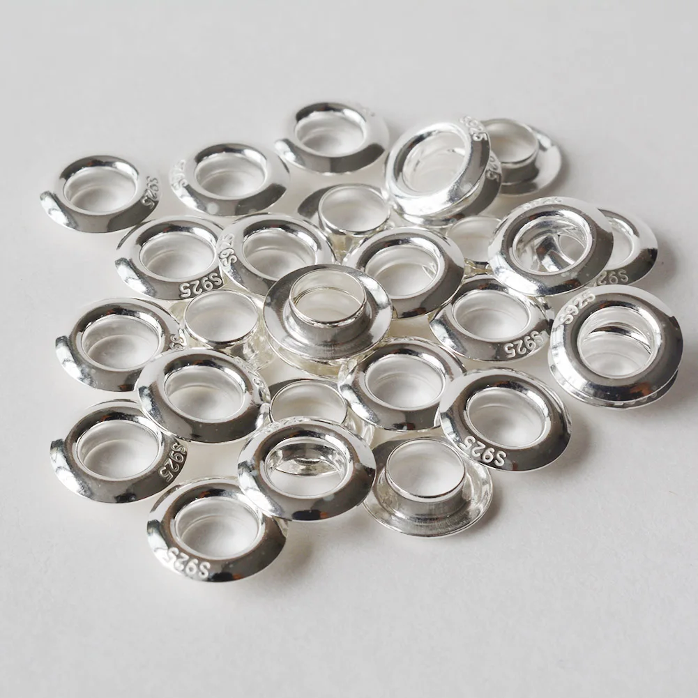 925 Sterling Silver Eyelet Rivets for Big Hole Beads, jewelry DIY silver findings/components 