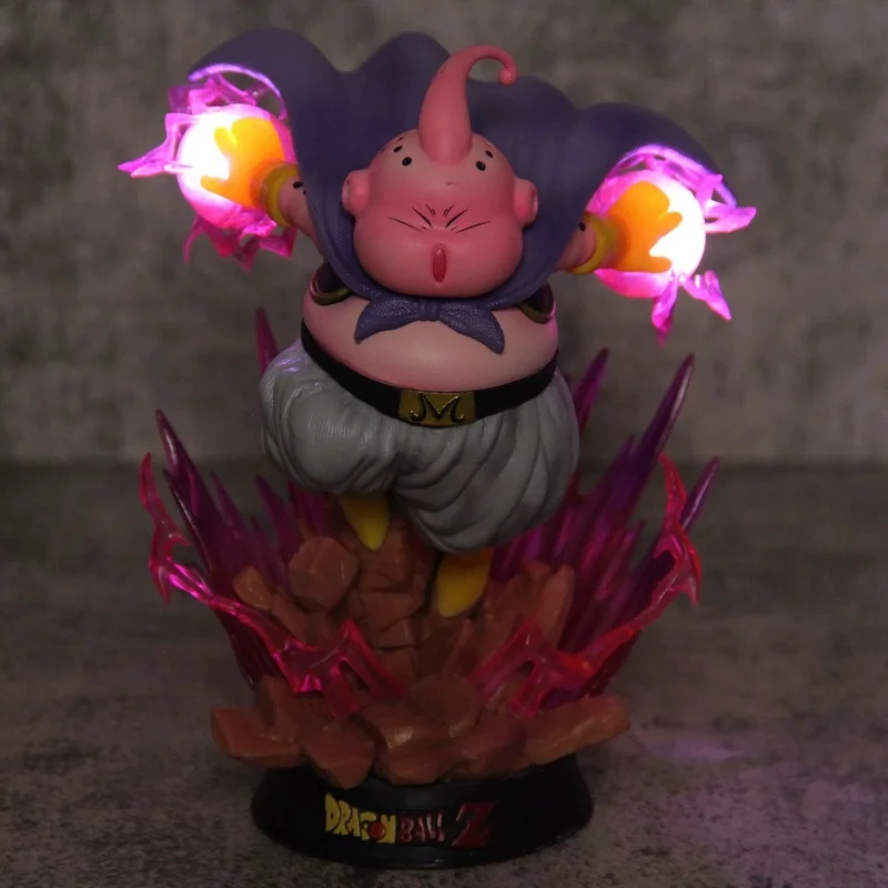 19cm Dragon Ball Z Anime Figure Majin Buu Fat Buu Action Figure with Light PVC Statue Model Doll Collection Decoration Toys Gift
