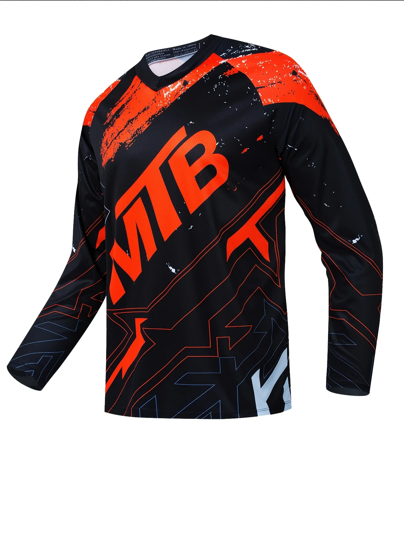 2026 Spring and Autumn MTB Casual Long-Sleeved T-shirt for Men Women Fashionable and Trendy V-Neck Motorcycle T-shirt