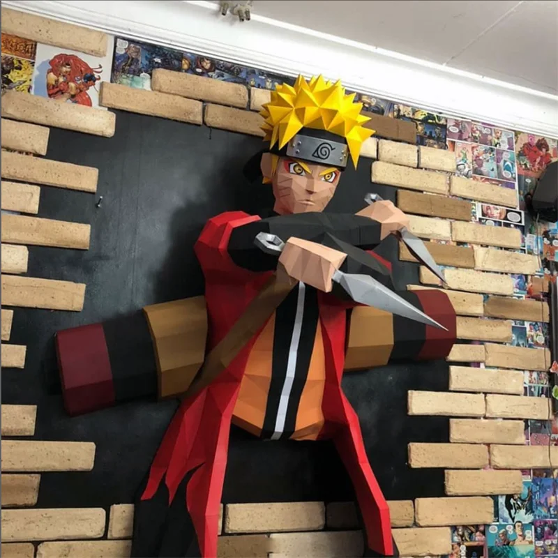 Anime Jepang Model kertas Ninja dekorasi rumah dinding Papercraft 3D DIY mainan kreatif patung poli rendah