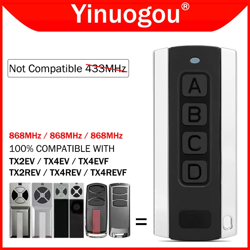 

Programming TX2REV TX4REV TX4REVF TX2EV TX4EV TX4EVF Garage Gate Remote Control Garage Door Opener 868MHz