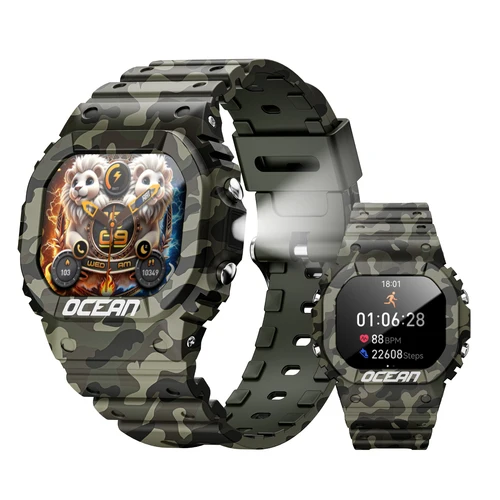 Imagen 1 del producto LOKMAT, nueva actualización, reloj inteligente Ocean, rastreador de ejercicios resistente al aire libre, llamadas BT, mensaje, reloj de pulsera Push, pantalla táctil y linterna