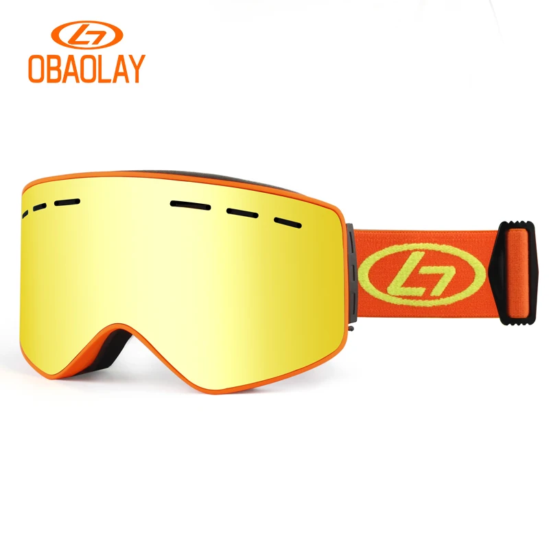 OBAOLAY Adult Anti-fog Ski Glasses Sports Goggle Snow Goggles Safety Ski Sport Glass Polarized Magnetic