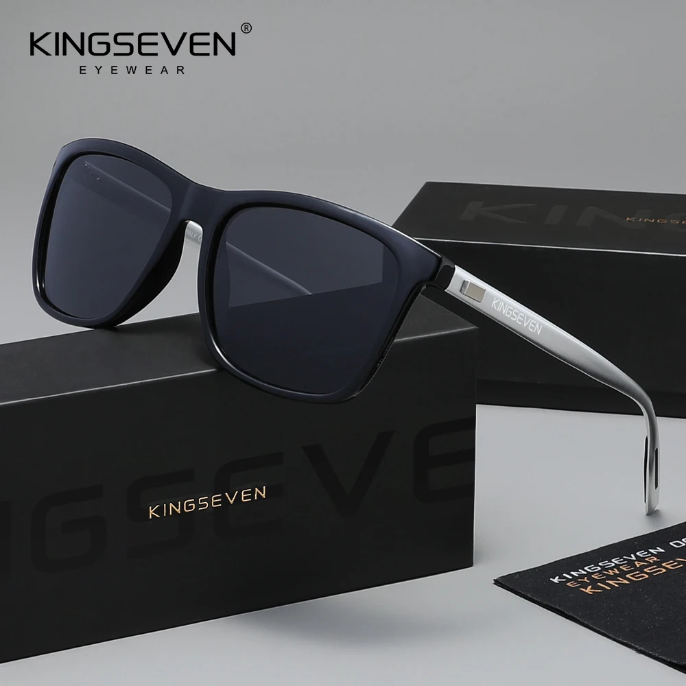 KINGSEVEN Modische Trendige Sonnenbrille für Männer und Frauen Rechteckige Rahmen Klassische Lässige Trendige Polarisierte UV400-Brille