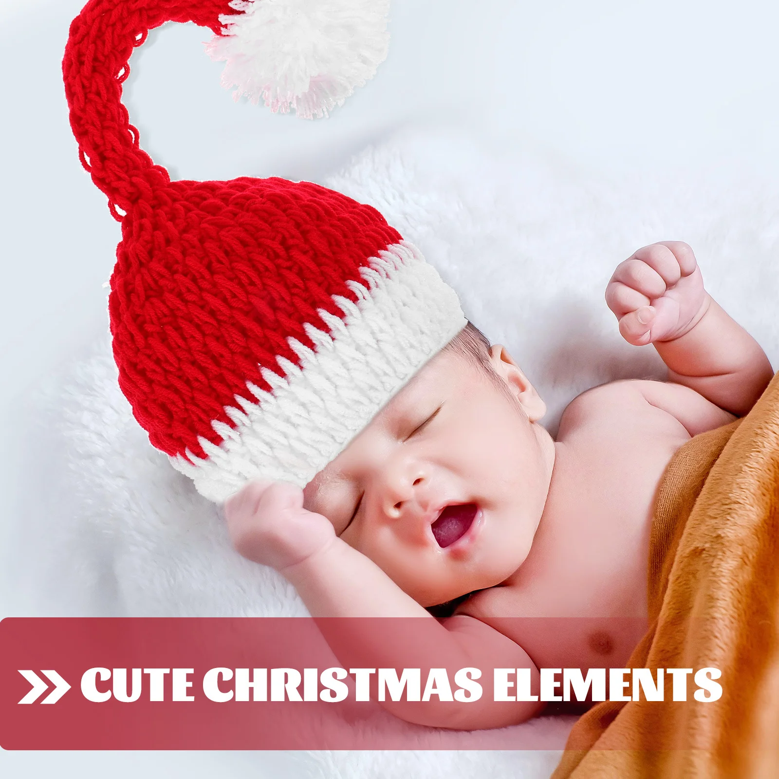 1Set Newborn Christmas Photography Outfit Acrylic Fiber Comfortable Warm Holiday Photoshoot Props Costume