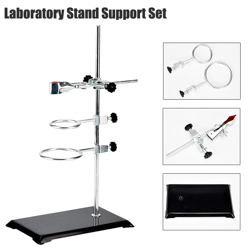 1 conjunto de suporte de laboratório kit suporte de laboratório e braçadeira com 2 anéis de retorta braçadeira de frasco bureta braçadeira 16 "haste suportes ciência