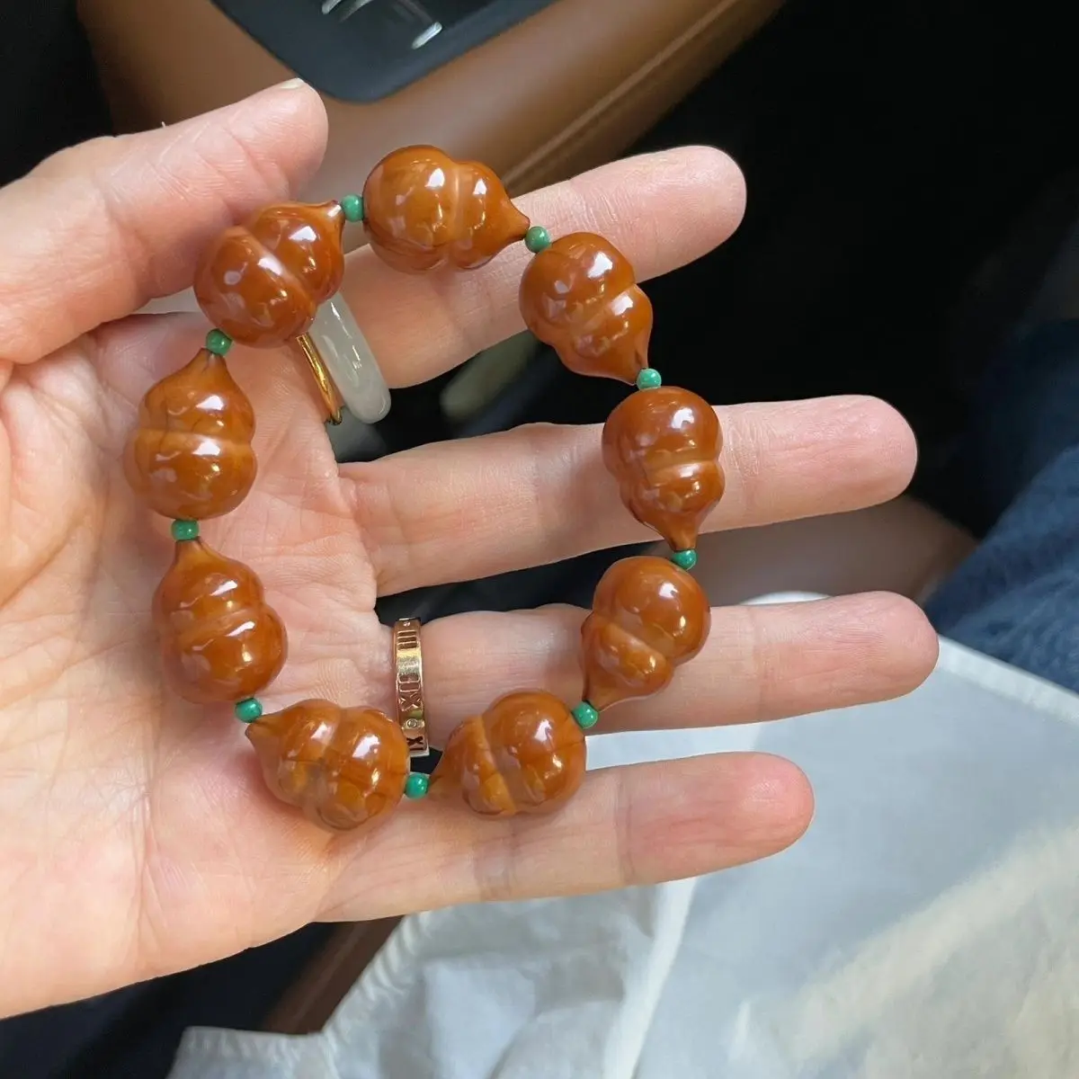 

Натуральный оливковый браслет из тыквы с ядрами, браслет из проса и бусин, универсальный мягкий четок на палец для мужчин и женщин