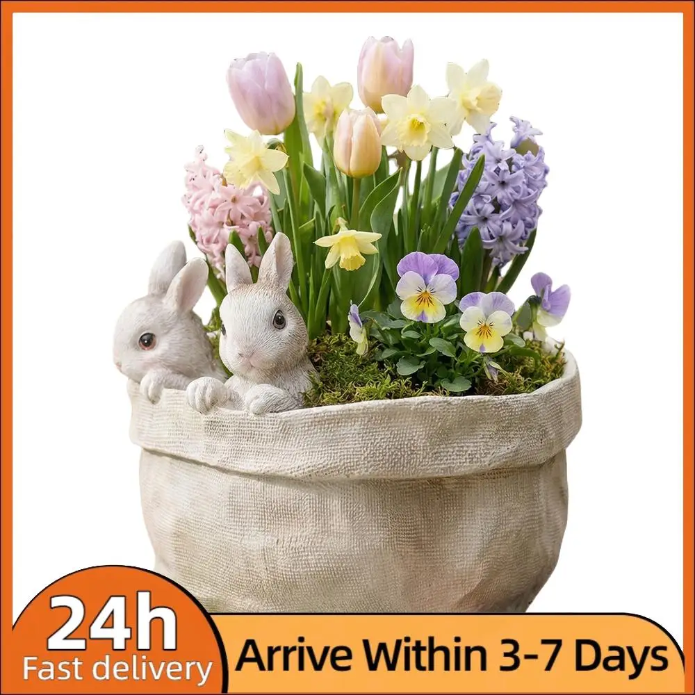 

Decorative Rabbits Garden Pot Multi-Purpose Cute Rabbit Flower Pot Cute Nordic Style Planter for Home Courtyard Lawn Decoration