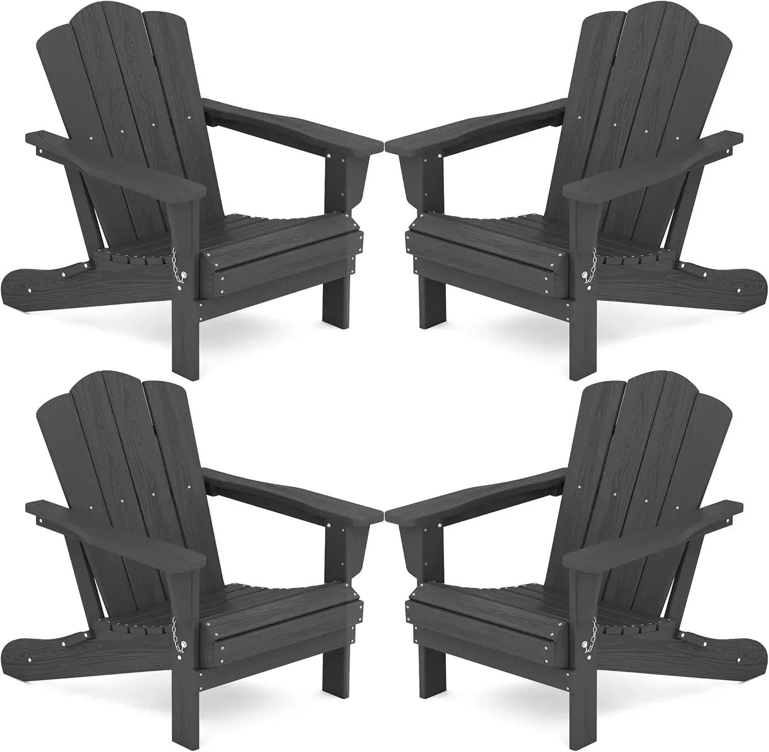 

Folding Adirondack Chair Set of 4, HDPE All-Weather Folding Adirondack Chair, Grey