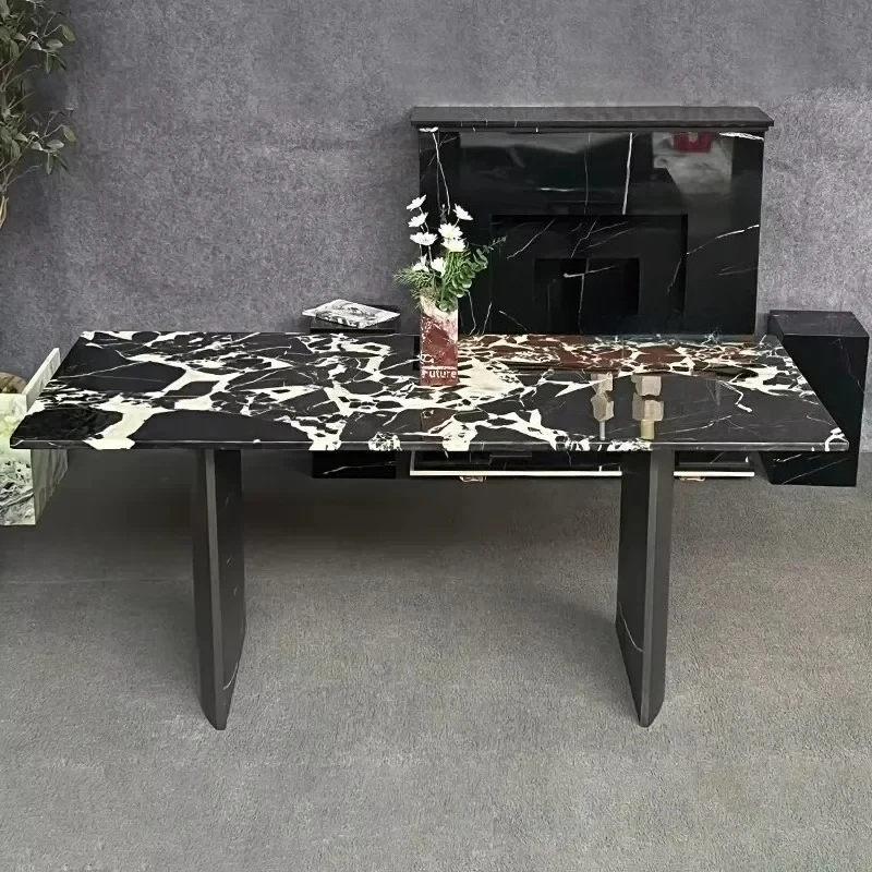 #Elegant Modern Design 6 Seater Calactta Viola Black Marble Recharge Top Dining Table Coffee Table With Metal Leg for