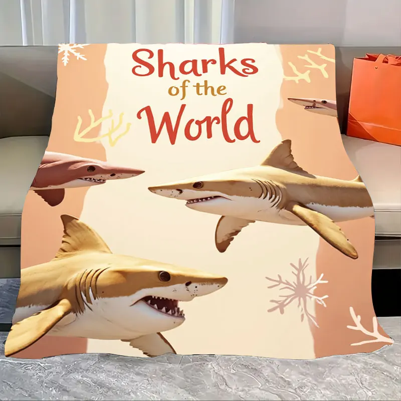 

1pc Flannel Blanket "Sharks of the World Fleece Blanket - Ocean Adventure Design for Kids"