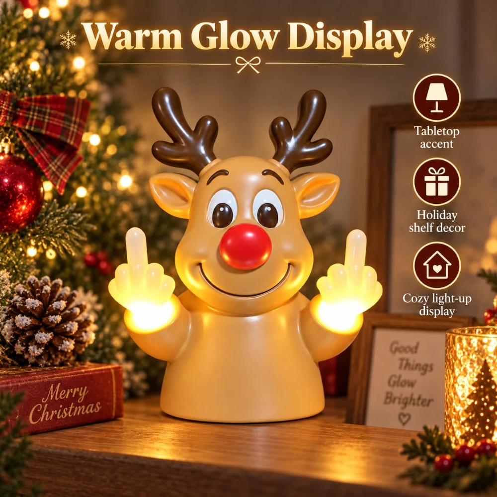 New Christmas Night Light Funny Lamp Warm Amber Glow Smooth Resin Finish Built-In Hanging Slot for Party Diy Decoration Props