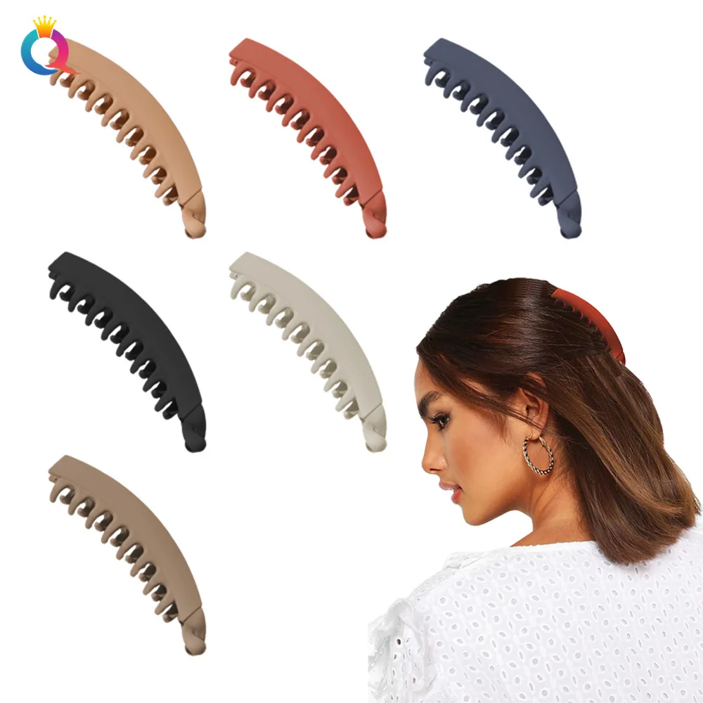 

The New 13cm Banana Frosted Vertical Clip Is Suitable for Women's Ponytail Temperament and Fashionable Shark Clip Hair Accessori