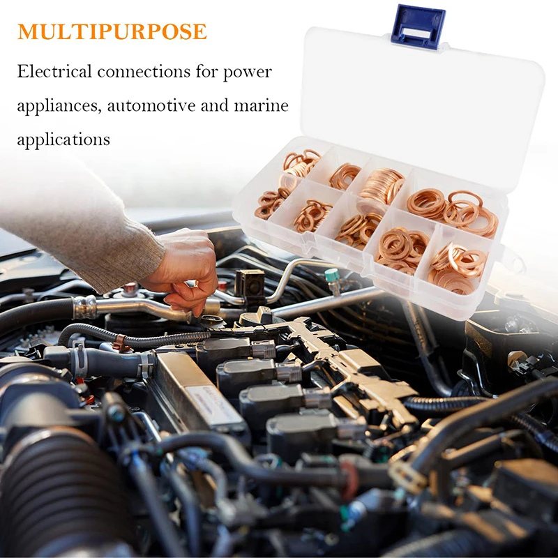 200/100Pcs Washer Copper Sealing Solid Gasket Washer Sump Plug Oil For Boat Crush Flat Seal Ring Tool
