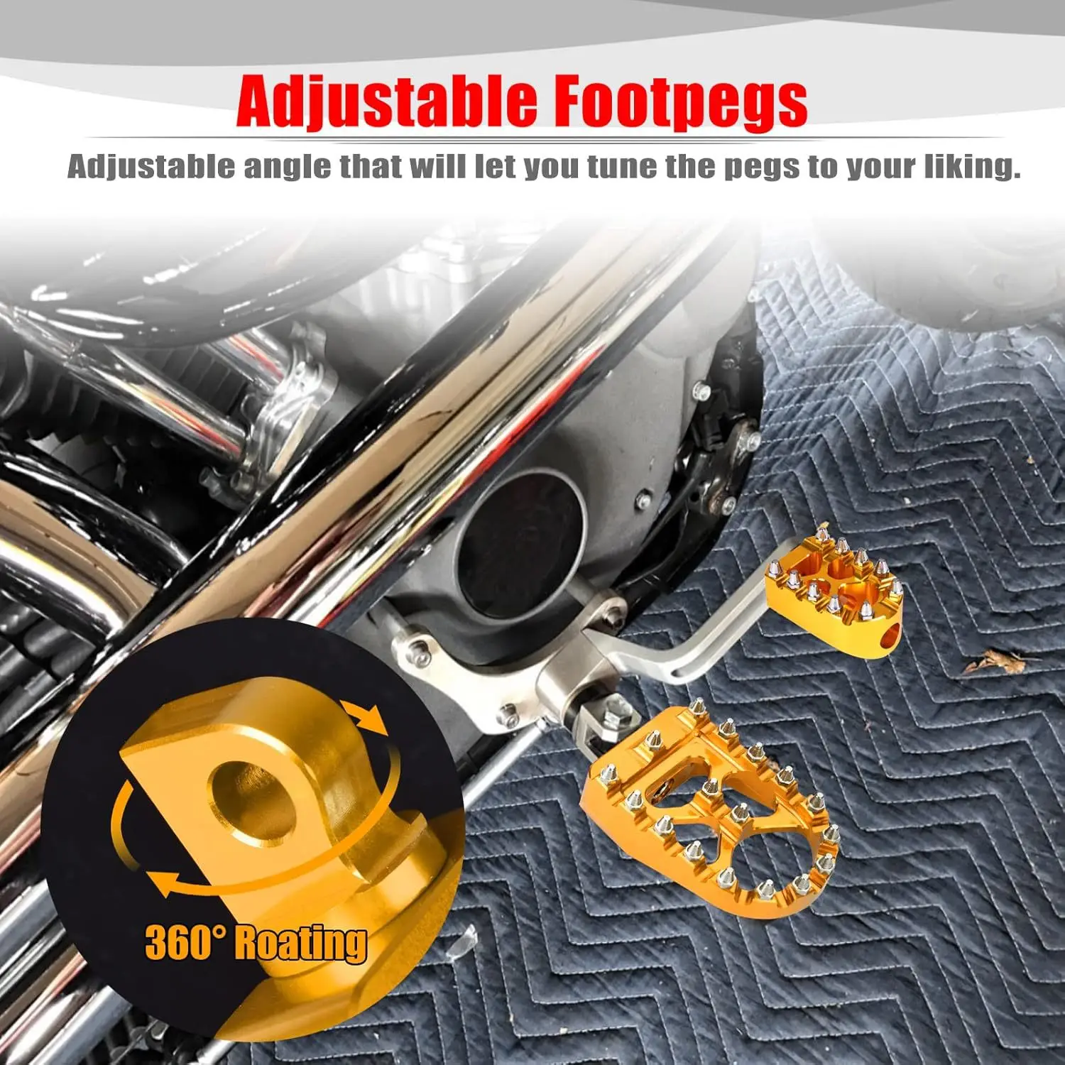 Motorcycle CNC Wide Fat Footpegs 360° Roating Foot Pegs For Harley Dyna Fat Bob Softail Sportster Street Bob Motocross Accessory 4