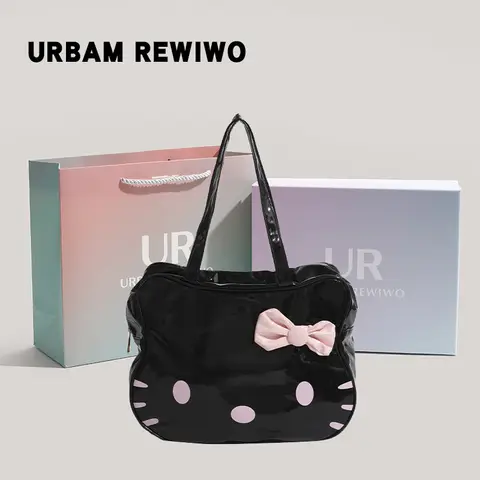 Sanrio dessin animé Hello Kitty Kawaii nouveau cuir verni grande capacité sac à main sac de rangement femme cadeau