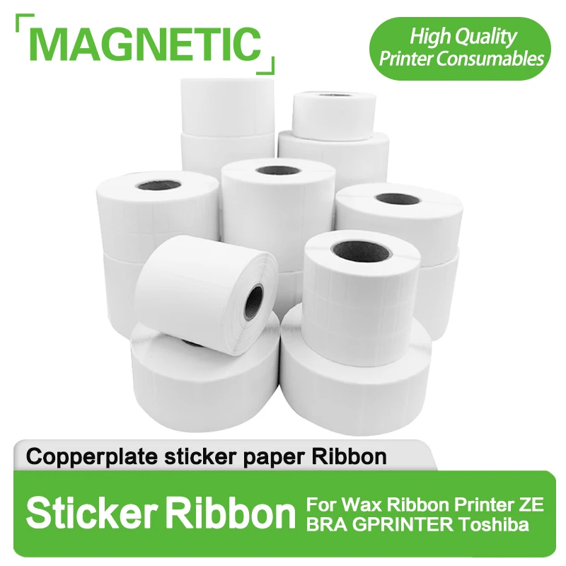 5Rolls Copperplate sticker paper Ribbon Printer paper blank copper plate barcode For Wax Ribbon Printer ZEBRA GPRINTER Toshiba