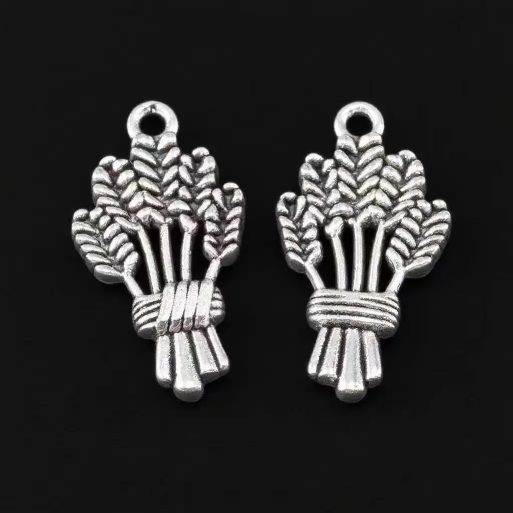 10Pcs/Lot 24x13mm Wheat Rice Charm Pendants For Jewelry Making Antique Silver Color Wheat Pendants Charm