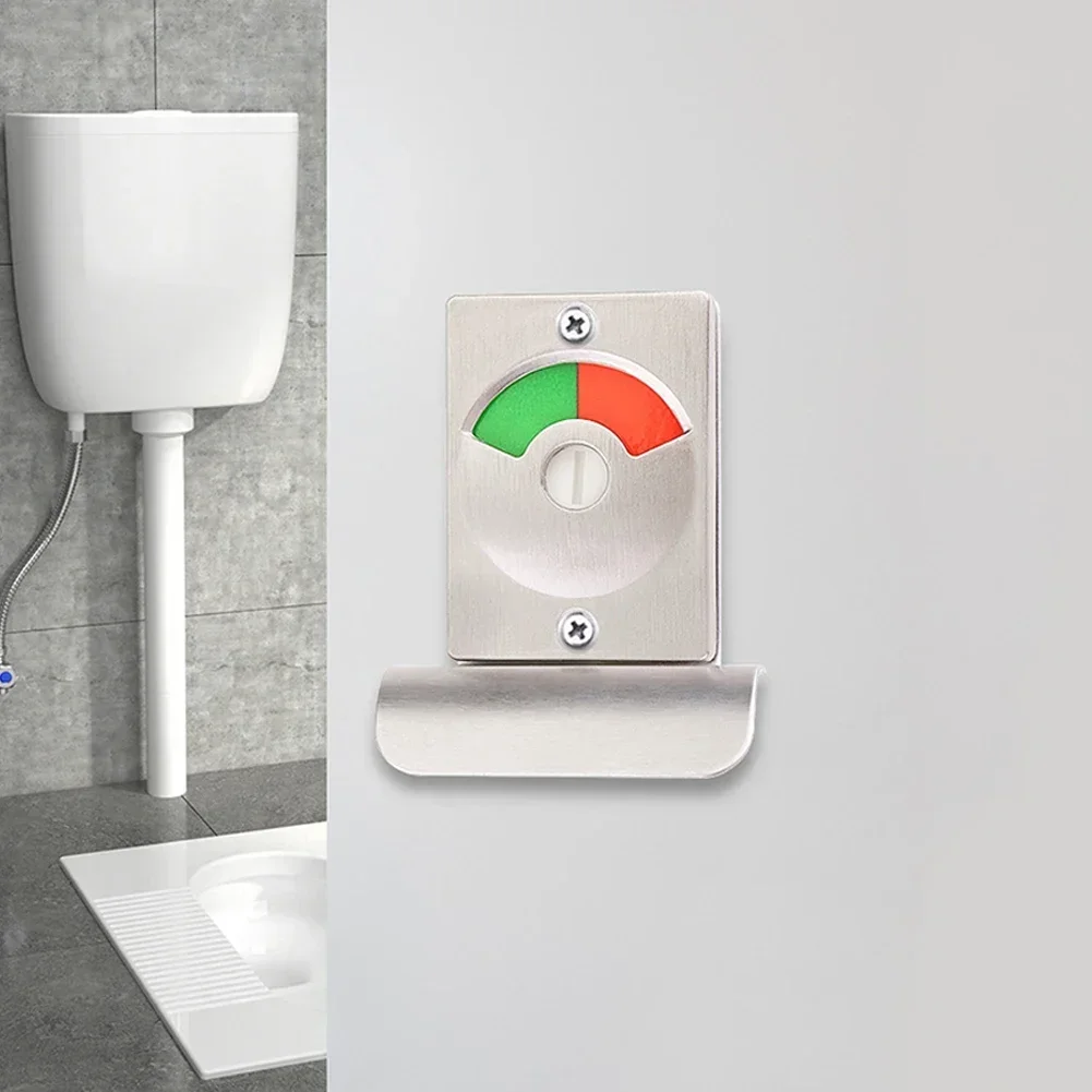 Public Bathroom Partition Door Lock with Red Green Occupied Indicator Zinc Alloy and Stainless Steel Toilet Lock