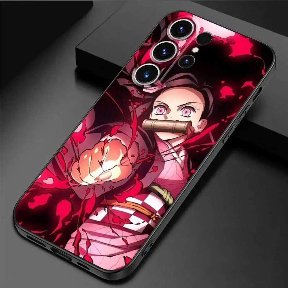 Anime Demon Slayer trzy etui na telefon Samsung S23 S22 Ultra S20 S21 FE S10 S9 S8 Plus Galaxy Note 20 10 9 pokrowiec silikonowy Funda