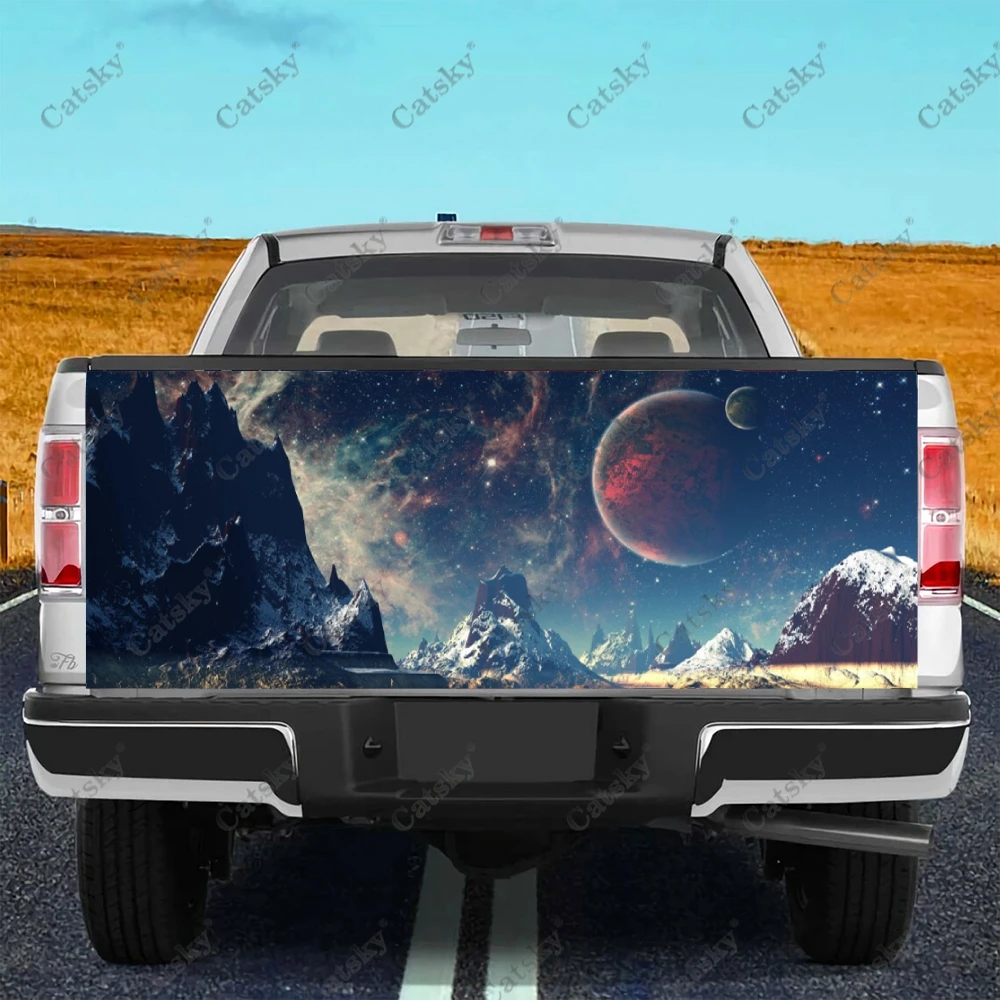 Sci-Fi Landscape Print Car Tail Trunk Protect Vinly Wrap Sticker Decal Auto Hood Decoration Engine Cover for SUV Off-road Pickup