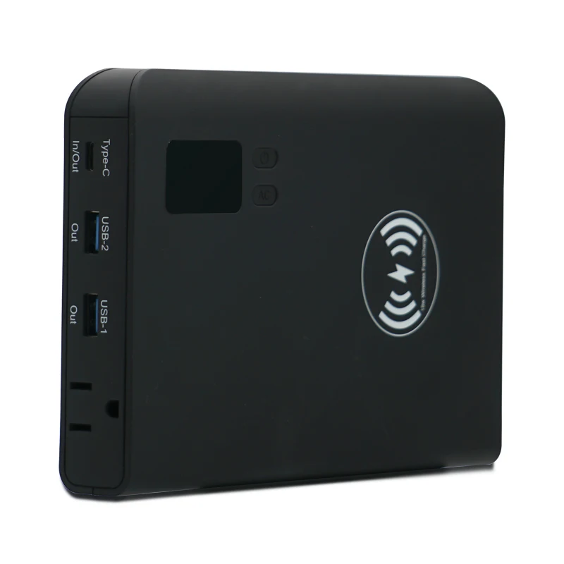 Banque d'alimentation portable pour ordinateur portable avec fonction de charge sans fil, chargeur mobile, interface d'entrée et de sortie CC, PD 65W, 26800mAh