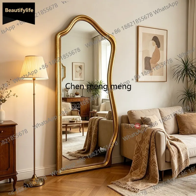 retro special-shaped full-length mirror American irregular wall hanging living room full-length mirror bedroom light luxury