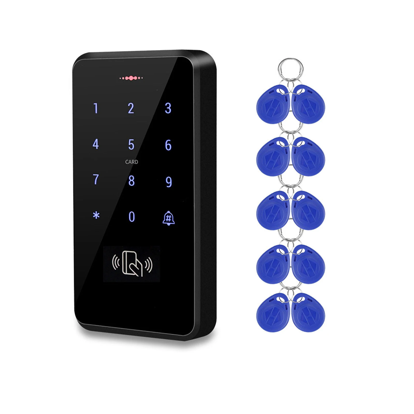 

Access control keypad, access control controller, 10 keychains IP68 waterproof 125KHz RFID reader, wooden door, glass door