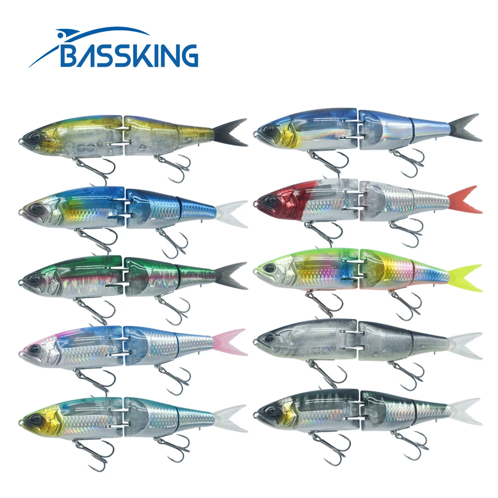 BASSKING Floating Jointed Bait 190mm 50g 3 Sections Long Casting Fishing Lure Shinning Flake Inside Soft Tail Saltwater Lures