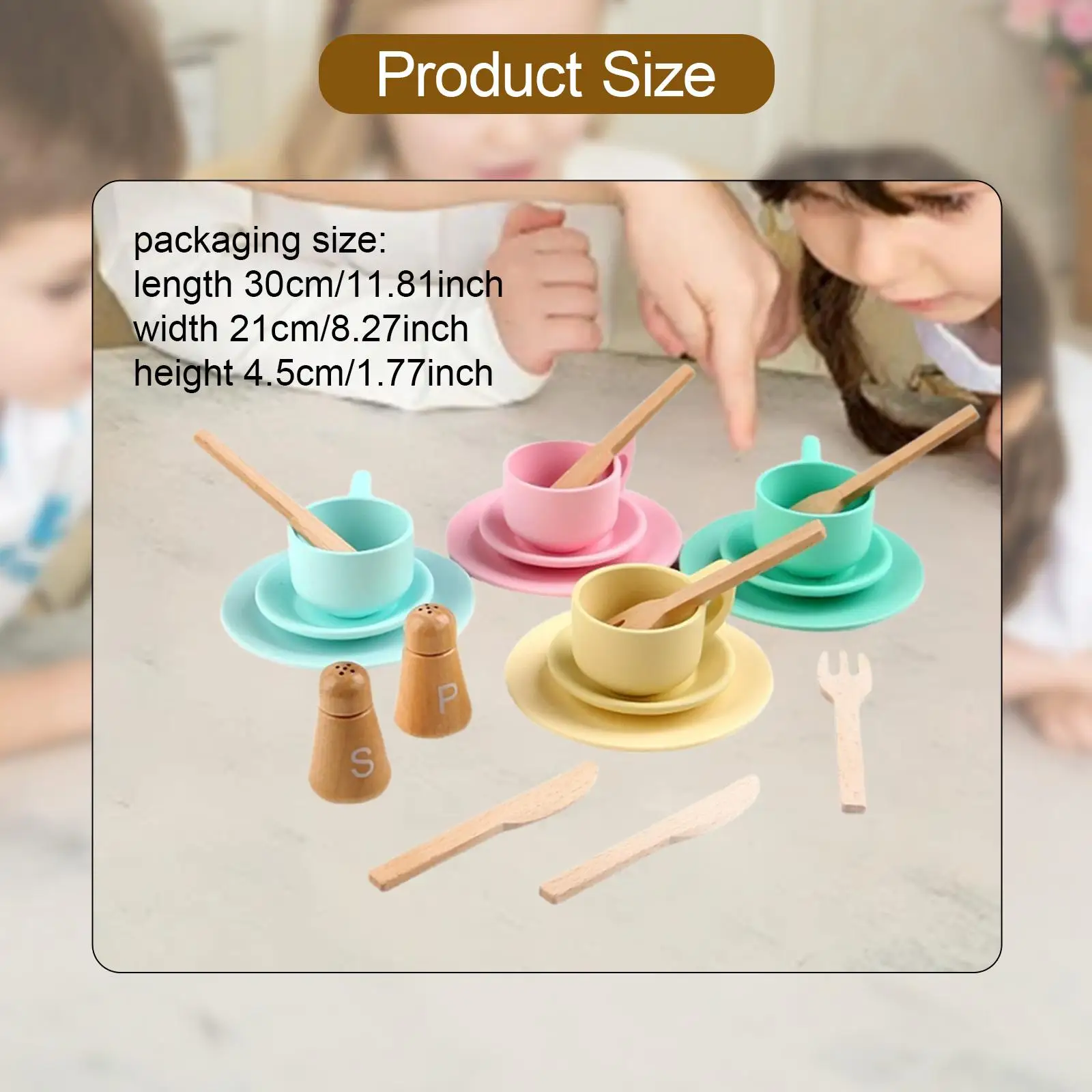 나무 장난감 접시 접시 놀이 식기 접시 세트 생활 기술 포크 교육용