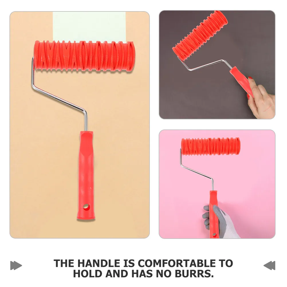 2Pcs Portable Wear-Resistant Rubber Embossing Texture Paint Roller Wall Art Decor DIY Patterned Roller for Drywall Ceiling