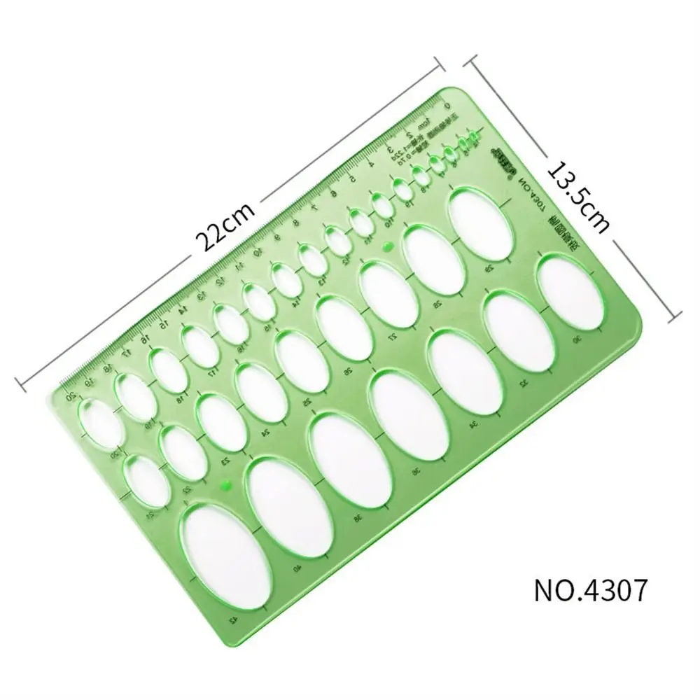 Office Supplies Stationery Green Measuring Tool Circles Multi Shaped Drawing Ruler Template Ruler Geometric Ruler Curve Ruler