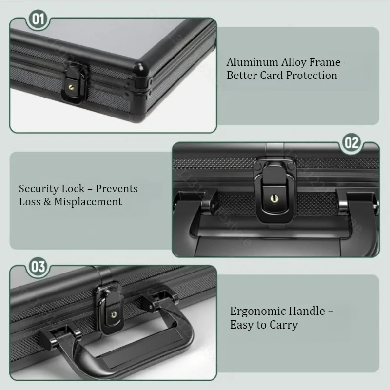 Portable Aluminum Hard Carry Organizer with Security Lock, Fold Up Storage Box for Tools, Cards and Stable Supplies