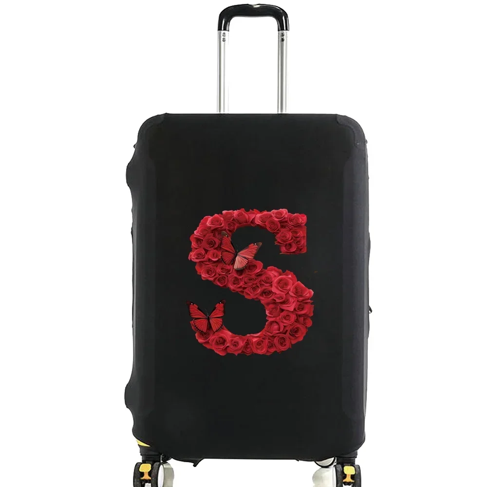 Thick Elastic Luggage Protective Cover Dust Cover Anti-Scratch Suitcase Covers Zipper Suit for 18-32 Inch Bag Red Rose Pattern