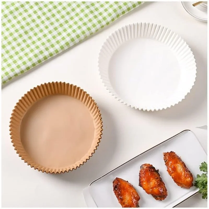 

50 шт. 21,2 см одноразовые маслостойкие бумажные вкладыши для фритюрницы, духовки и сервировки еды (крафт-бумага)