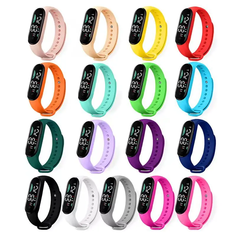 50pcs/lot Fashion Sports Electronic LED Digital Watch For Women Boy Girl Simple Silicone Touch Waterproof Bracelet Birthday Gift