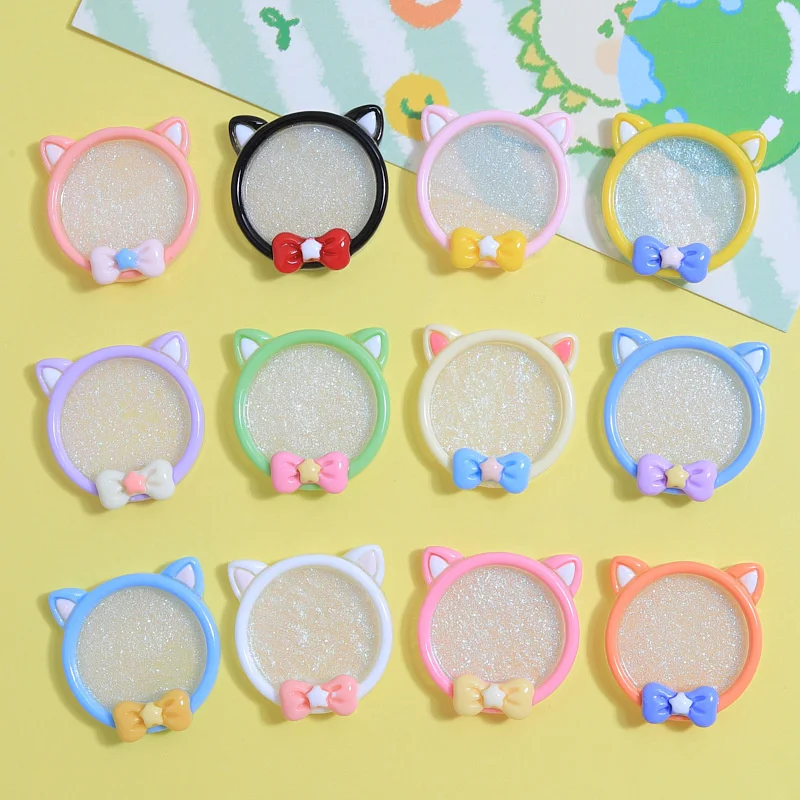 10Pcs Cartoon Bowknot Cat Plate Flatback Resin Mini Kitchen Dinner Tableware Decorate Accessory DIY Scrapbooking Craft Supplies