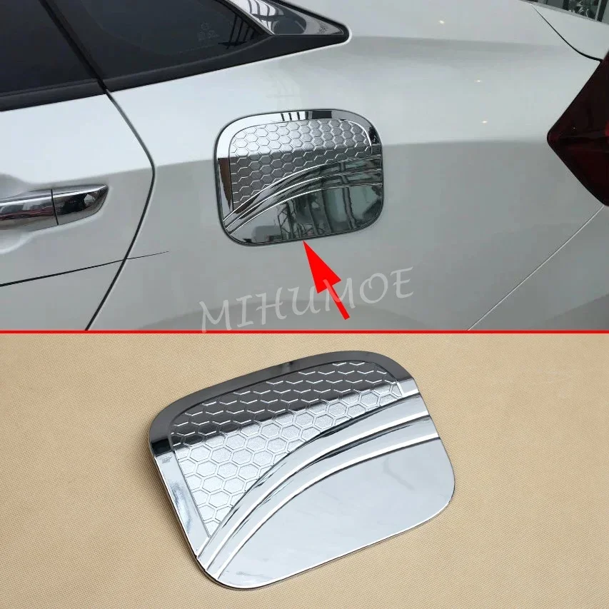 Silver Car Fuel Tank Cap Cover Trims Decoration For 2016-2021 Honda Civic 10th Sedan Glossy Chrome