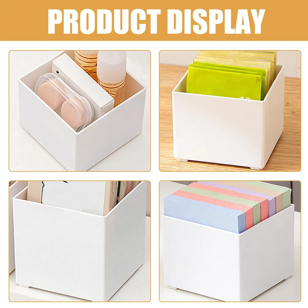 2Pcs Space Saving Memo Pad Organizer Plastic Notepad Holder Desktop Storage Box for Office Supplies Notepads Pens Index Cards