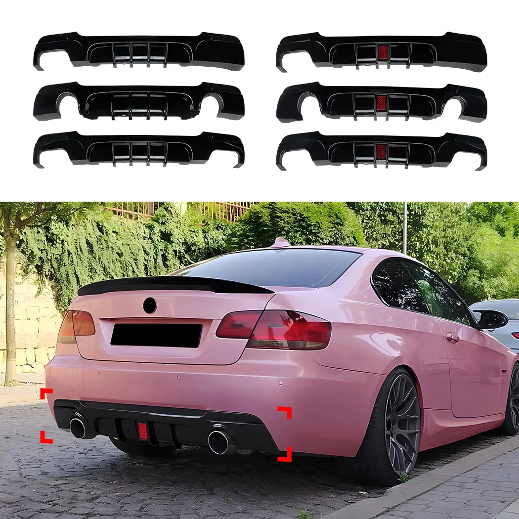 

For BMW 3 Series Coupe E92 E93 2006-2013 Car Rear Bumper Black Diffuser Splitter Spoiler With Iight LED Exterior Body Kit