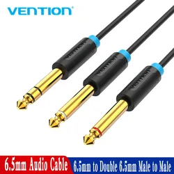 Vention 6.5mm do podwójnego kabla Audio 6.5mm z męskiego na męskie przewód Aux do wzmacniacza głośnikowego miksera 6.5 do 6.5 kabel TRS Audio 6.35mm