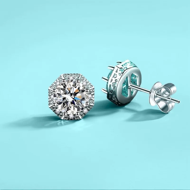 

2ct Geometric Minimalist Moissanite Earrings S925 Silver Daily Commute GBA Certified Free Gift Box Trendy Fashionable Women's
