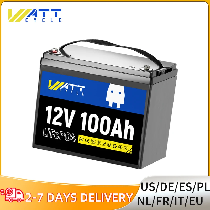 Wattcycle 12V 100Ah LiFePO4 Battery Packs Grade A Cells Rechargeable For Outdoor / Home Storage Lithium Iron Phosphate Batteries