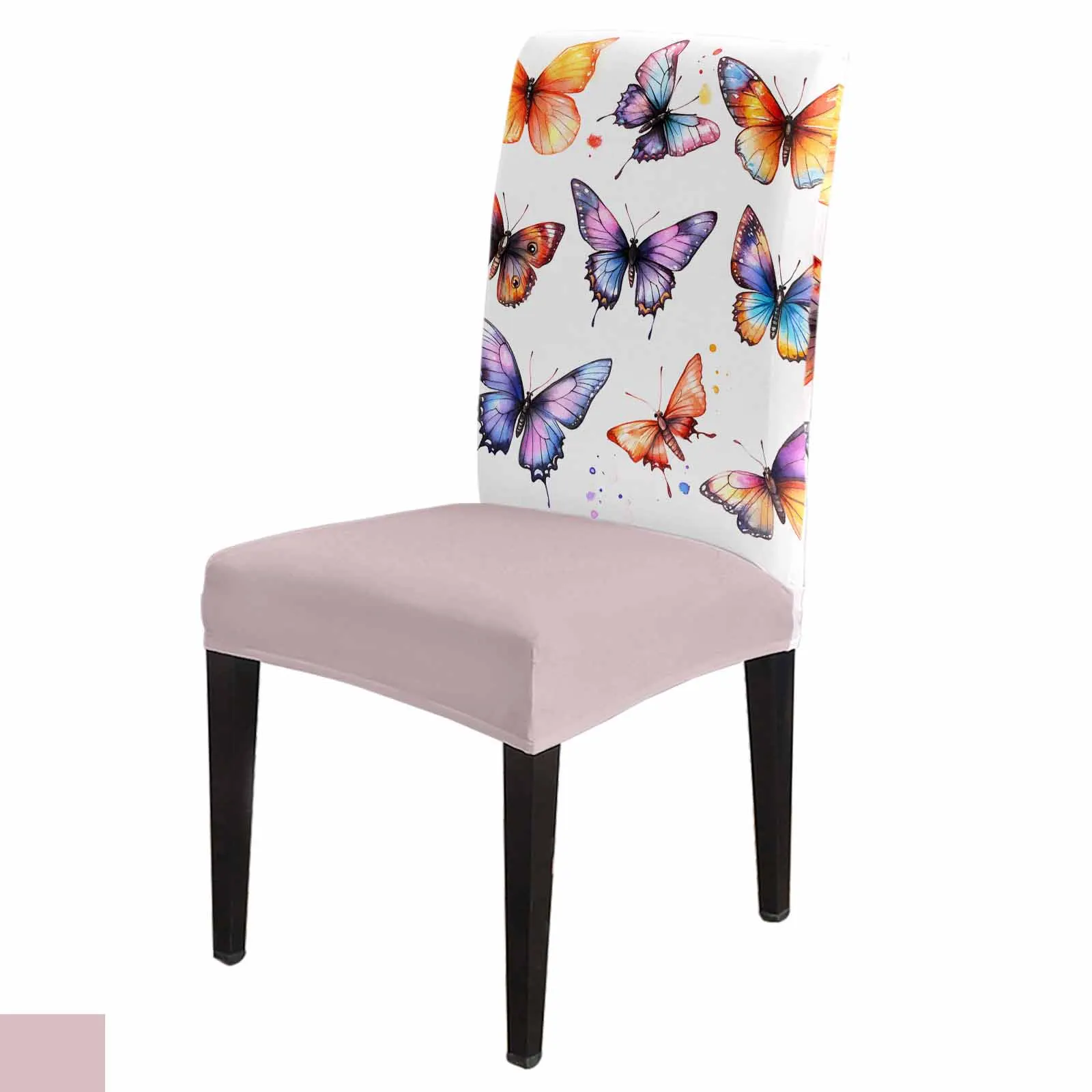 

Retro Colorful Butterfly Chair Cover Spandex Elastic Printing Dining Chair Kitchen Seat Case Stretch