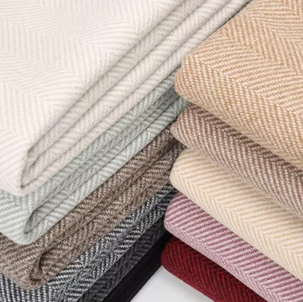 

Thickened Imitation Wool Herringbone Fabric for DIY Clothing, Coats and Pants in Autumn and Winter Wool Polyester Hybrid Textile